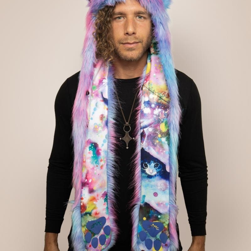 SpiritHoods Blue and Pink Tie-Dye Faux Fur Scarf
